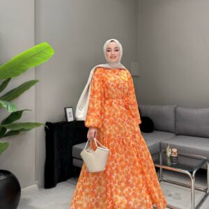 Robe fleurie- Orange