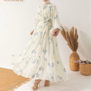 Robe fleurie bleu ciel