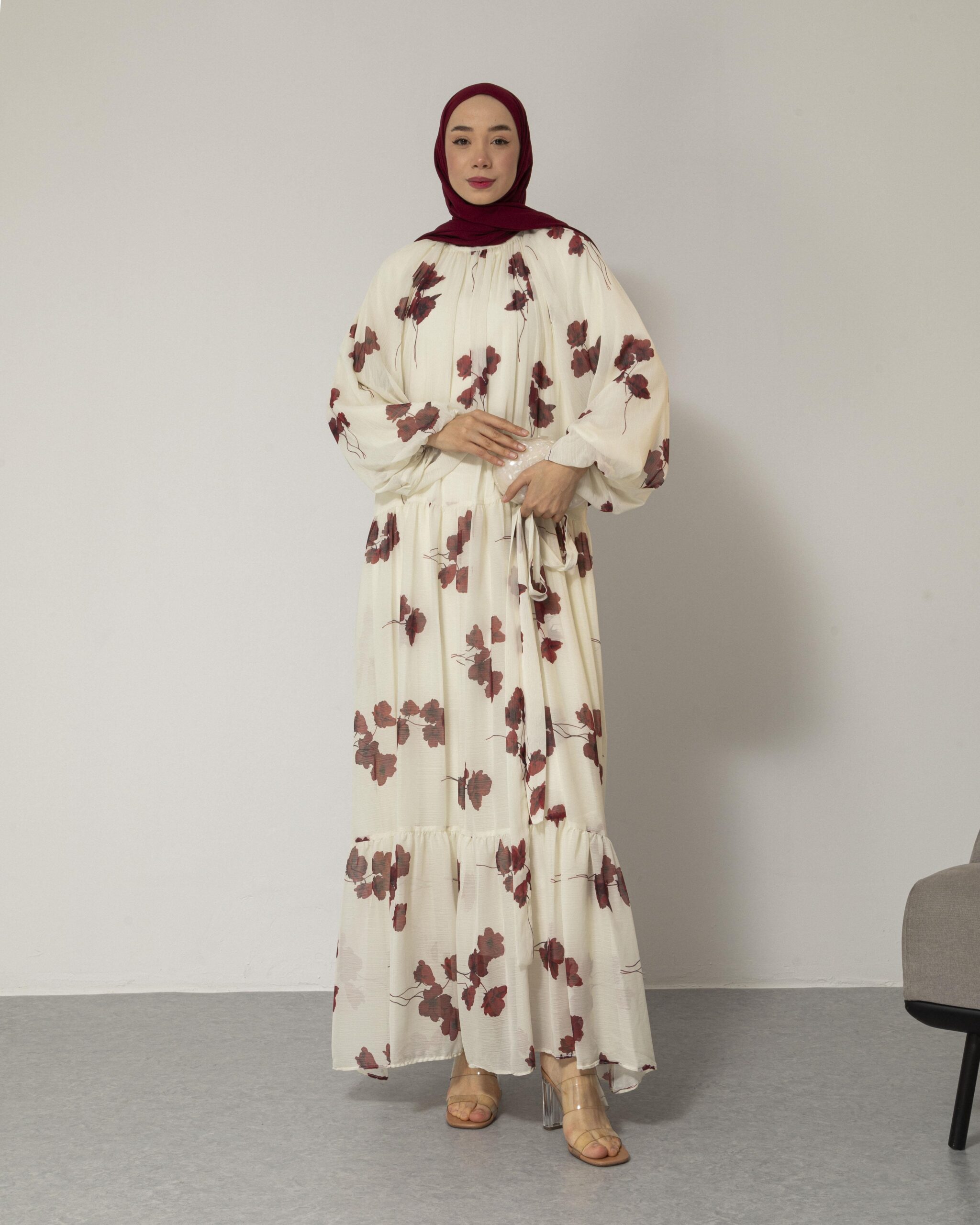 Robe fleurie bordeau – Image 5
